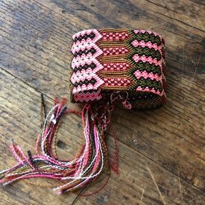 Electra Hot Pink Olive Wht Blk Brown Bracelet